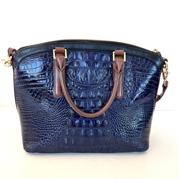 BRAHMIN Vivian Dome Tricolor Structure Croc Leather Luxury Shoulder Tote Satchel - Picture 5 of 16